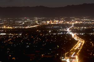 Bonanza Road at dusk, North Las Vegas, Nevada: digital photograph
