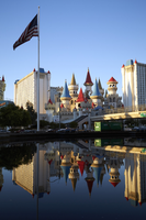 Excalibur hotel and casino reflected in New York New York reflecting pond, Las Vegas, Nevada: digital photograph