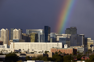 Rainbow over Las Vegas Strip, Las  Vegas, Nevada: digital photograph