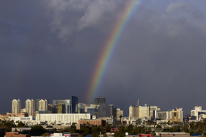 Rainbow over Las Vegas Strip, Las  Vegas, Nevada: digital photograph