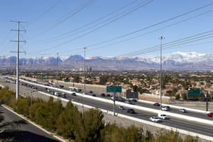 215 the beltway and snow on the Spring Mountains, Las Vegas, Nevada: digital photograph