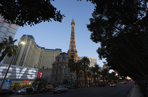 Paris Las Vegas and CVS Pharmacy on the Strip, Las Vegas, Nevada: digital photograph