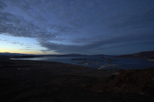 Marinas at Hemenway Harbor at night, Lake Mead, Nevada: digital photograph