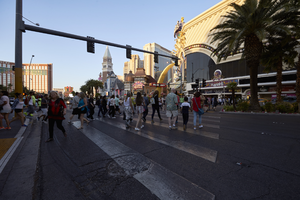 Pedestrian traffic on Las Vegas Boulevard, Las Vegas, Nevada: digital photograph