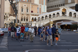 Pedestrian traffic on Las Vegas Boulevard, Las Vegas, Nevada: digital photograph