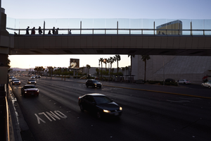 Pedestrian overpass at sunset, Las Vegas, Nevada: digital photograph