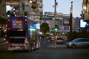 Las Vegas Boulevard at dusk, Las Vegas, Nevada: digital photograph