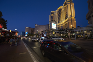 Las Vegas Boulevard at dusk, Las Vegas, Nevada: digital photograph