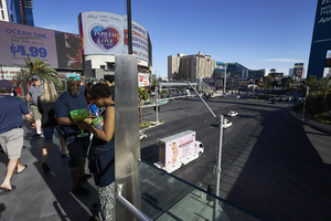 Pedestrian bridge on the Las Vegas Strip, Las Vegas, Nevada: digital photograph