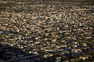 Single family home development below Lone Mountain, Las Vegas, Nevada: digital photograph