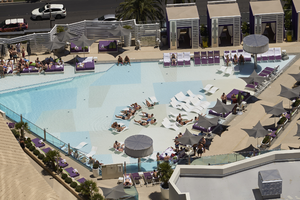 Guests at Bouelvard Pool from above, Las Vegas, Nevada: digital photograph