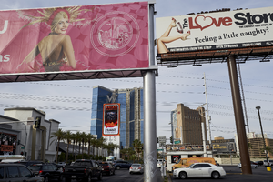 Billboards near Las Vegas Strip, Las Vegas, Nevada: digital photograph