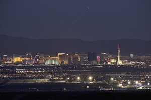 Las Vegas skyline from north edge of town, North Las Vegas, Nevada: digital photograph
