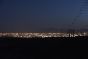 Las Vegas skyline from north edge of town, North Las Vegas, Nevada: digital photograph
