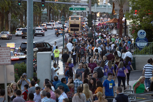 Pedestrians along Las Vegas Strip, Las Vegas, Nevada: digital photograph