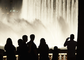 Tourists watching the Bellagio fountains, Las Vegas, Nevada: digital photograph