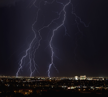 Lightning near Boulder Station, Las Vegas, Nevada: digital photograph