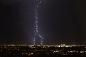 Lightning near Boulder Station, Las Vegas, Nevada: digital photograph