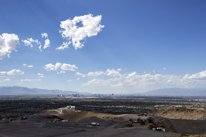 Construction equipment with Las Vegas Valley background, Henderson, Nevada: digital photograph