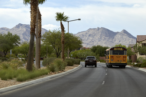 Cars on Desert Foothills Drive, Las Vegas, Nevada: digital photograph