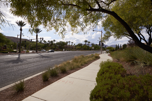 Landscaping at Red Rock Ranch Road and  West Sahara Avenue looking south, Las Vegas, Nevada: digital photograph