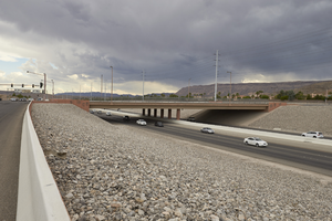 I-215 The Beltway flows beneath West Sahara Avenue overpass, Las Vegas, Nevada: digital photograph