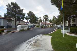 Entrance to The Enclaves apartments on West Sahara Avenue, Las Vegas, Nevada: digital photograph