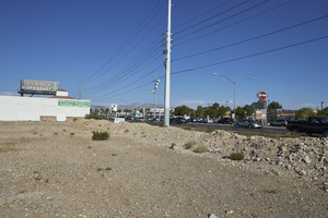 Undeveloped land on West Sahara Avenue looking west towards South Rainbow Boulevard, Las Vegas, Nevada: digital photograph