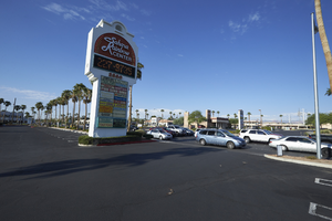 Sahara Rainbow Center sign, Las Vegas, Nevada: digital photograph