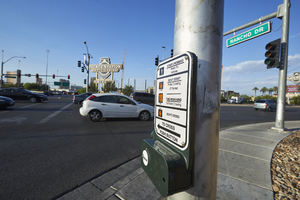 Crosswalk on West Sahara Avenue at Rancho Drive, Las Vegas, Nevada: digital photograph