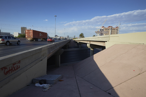Traffic on I-15 over West Sahara Avenue near Rancho Drive, Las Vegas, Nevada: digital photograph