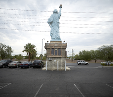 Statue of Liberty replica on West Sahara Avenue east of South Arville Street, Las Vegas, Nevada: digital photograph