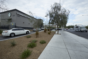 Starbucks Coffee on West Sahara Avenue at Rye Street, looking west, Las Vegas, Nevada: digital photograph
