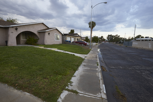 Single Family housing next to East Sahara Avenue looking west, Clark County, Nevada: digital photograph