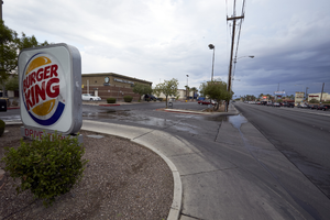 Burger King sign on Nellis Boulevard and East Sahara Avenue, Clark County, Nevada: digital photograph