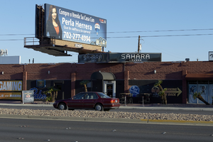Traffic on East Sahara Avenue west of Maryland Parkway, Las Vegas, Nevada: digital photograph