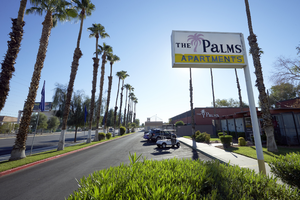 The Palms Apartments on East Sahara Avenue, looking east, Las Vegas, Nevada: digital photograph