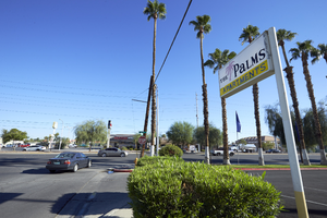 The Palms Apartments on East Sahara Avenue, looking north, Las Vegas, Nevada: digital photograph