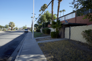 The Palms Apartments on Kendale Street near East Sahara Avenue, looking north, Las Vegas, Nevada: digital photograph