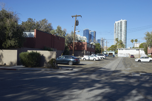 The Palms Apartments on Kendale Street near East Sahara Avenue, looking west, Las Vegas, Nevada: digital photograph