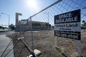 Vacant land for sale on East Sahara Avenue at Sherwood Street looking east, Las Vegas, Nevada: digital photograph