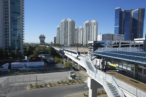 Monorail station on Paradise Road Looking south, Las Vegas, Nevada: digital photograph