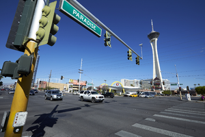 East Sahara Avenue at Paradise Road looking northwest, Las Vegas, Nevada: digital photograph