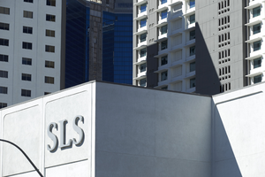 SLS signage and towers, Las Vegas, Nevada: digital photograph