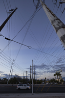 Power substation at East Sahara Avenue, 17th and Spencer Streets looking north at dusk, Las Vegas, Nevada: digital photograph