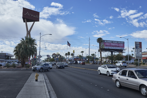 A-mall sign on East Sahara Avenue at Maryland Parkway looking south, Las Vegas, Nevada: digital photograph