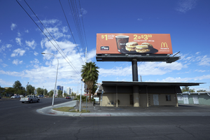 Billboard at business on East Sahara Avenue near Maryland Parkway looking west, Las Vegas, Nevada: digital photograph