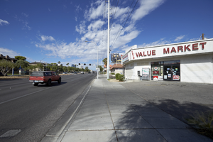 Value Market on East Sahara Avenue looking west, Las Vegas, Nevada: digital photograph