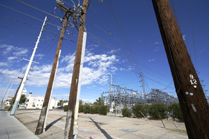NV Energy substation on East Sahara Avenue looking northwest, Las Vegas, Nevada: digital photograph