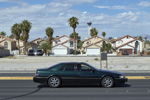 Homes on Stockton Avenue and vacant land on South Eastern Avenue north of East Sahara Avenue looking west, Las Vegas, Nevada: digital photograph